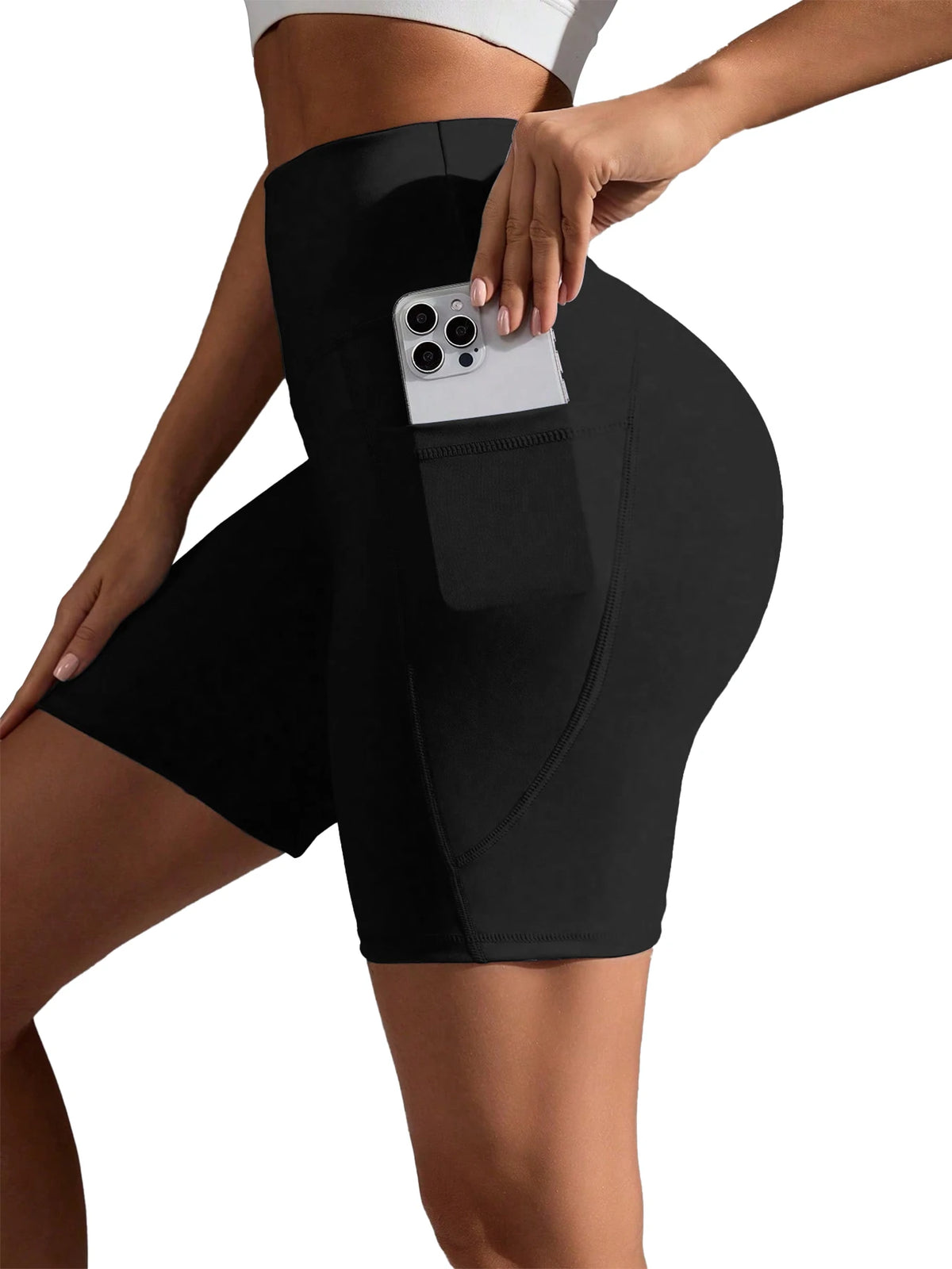 4pcs Women's High-waisted Shorts, Slim-fit Style, Breathable, High Elasticity, Solid Color, Suitable For Yoga And Running