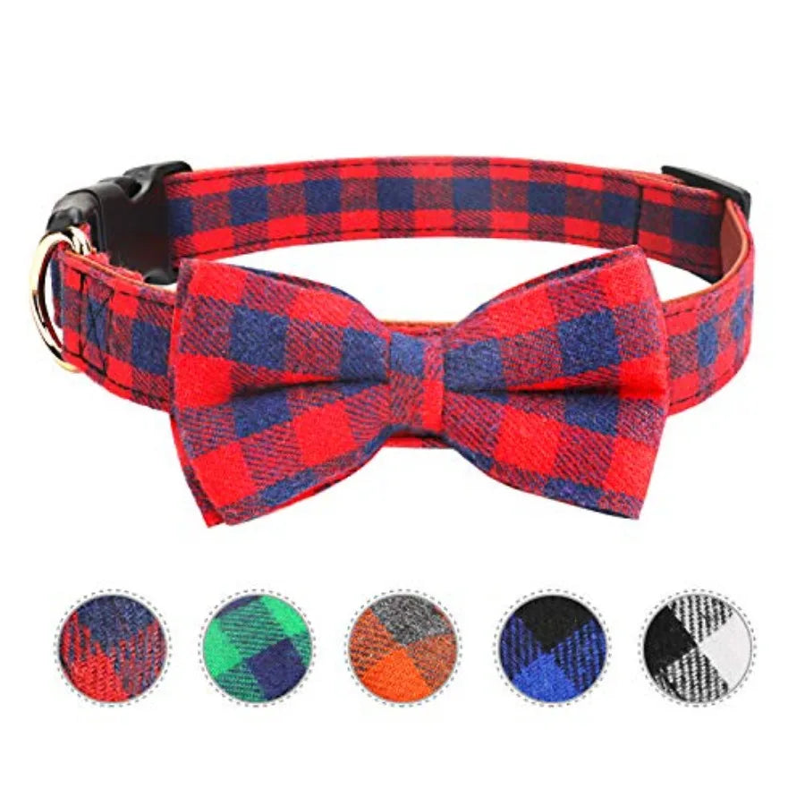 Dog Bow Tie, Plaid Bow Tie Dog Collar Unique Lock Buckle Soft Comfortable, Adjustable Comfy Bowtie for Dogs Cats Pets Durable C