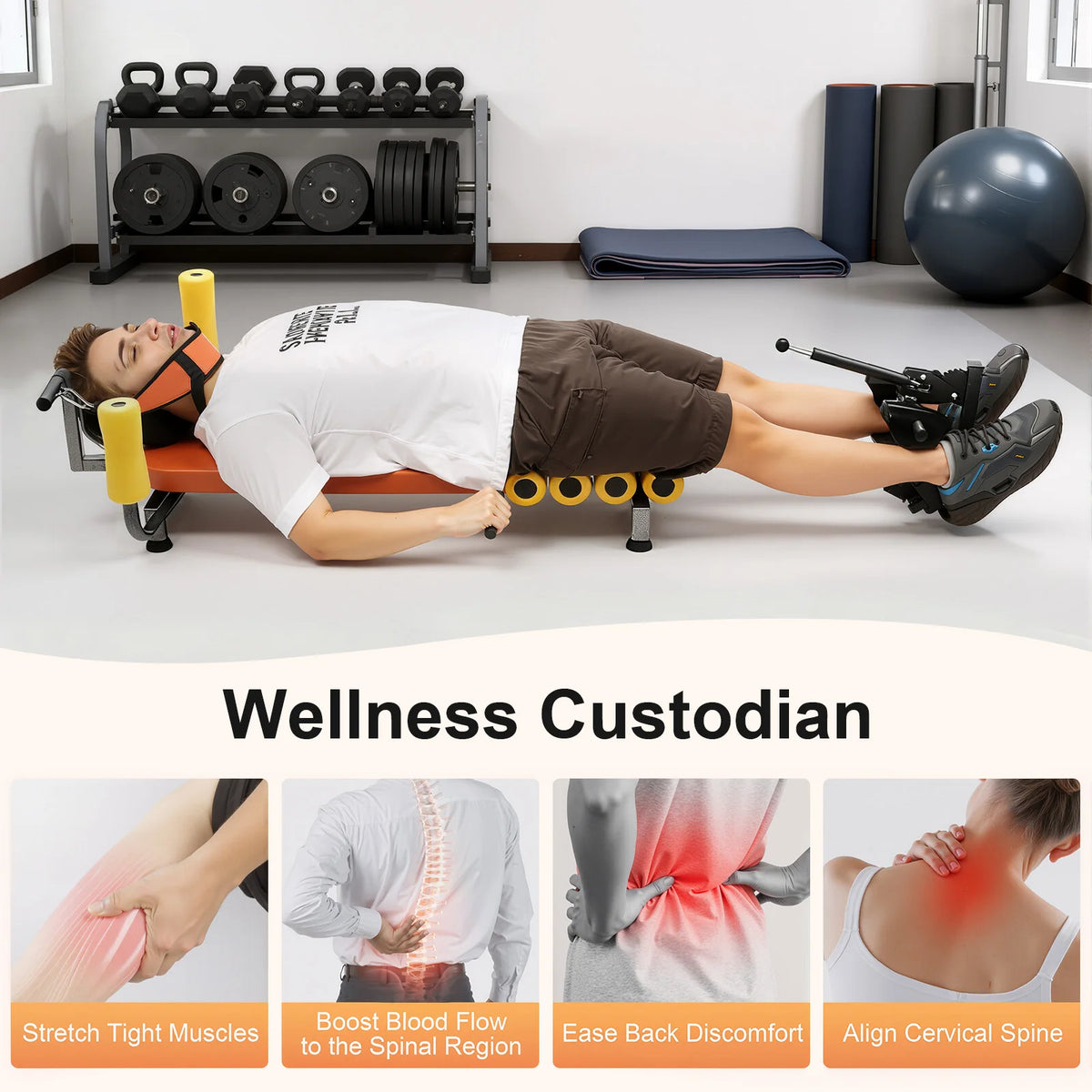 Adjustable Back Stretch Bench For Spinal Decompression And Pain Relief