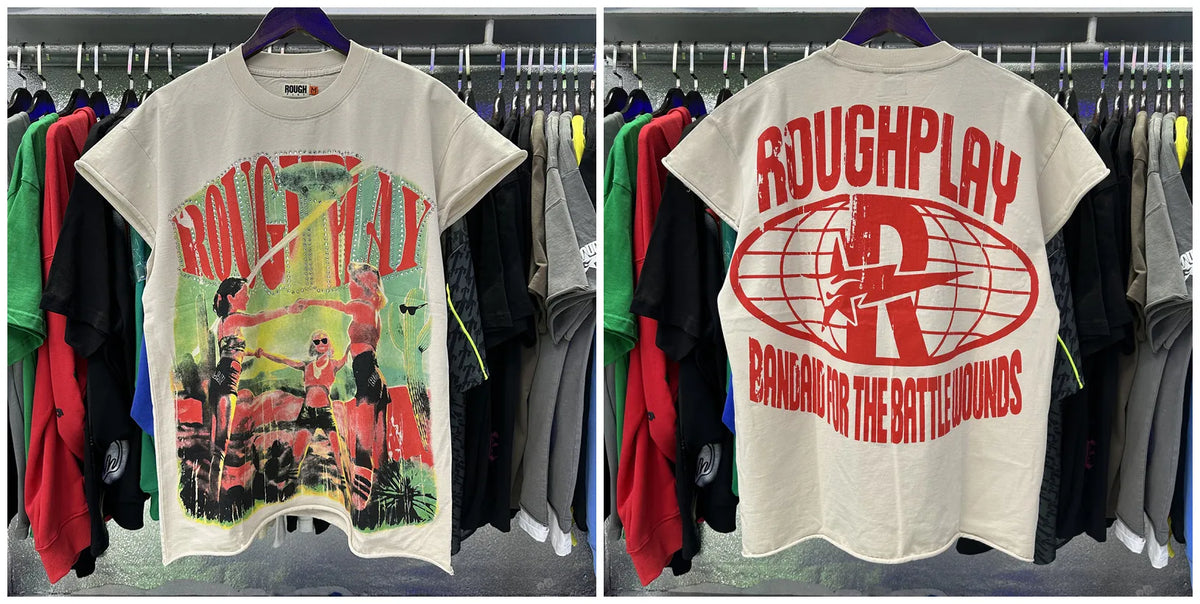 New 26SS Rough Play Thuglife Print Street Fashion 100% Cotton Men's and Women's Loose Short Sleeved T-shirt Y2K Men Vest T-shirts Tops
