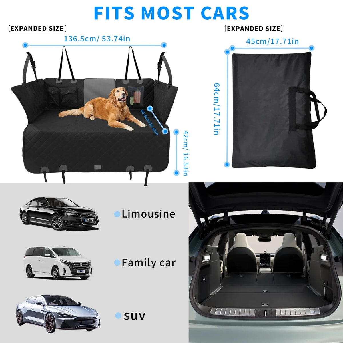 BingoPaw Waterproof Dog Car Seat Cover With Hard Bottom Extender