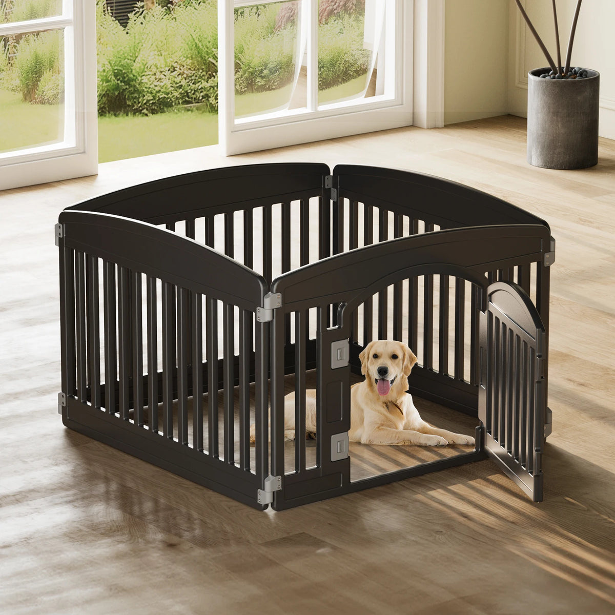 JHK Folding Plastic Dog Playpen for Indoor and Outdoor Use