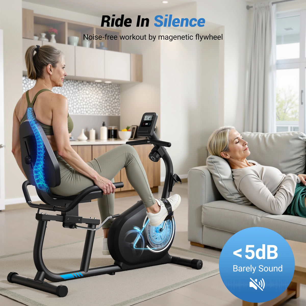 MERACH Recumbent Exercise Bike With Bluetooth App Connectivity Heart Rate