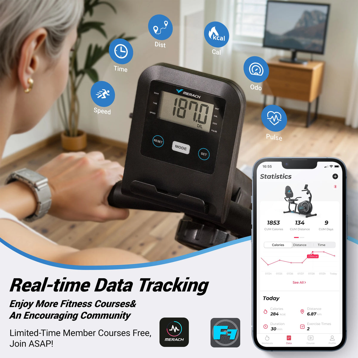 MERACH Recumbent Exercise Bike With Bluetooth App Connectivity Heart Rate