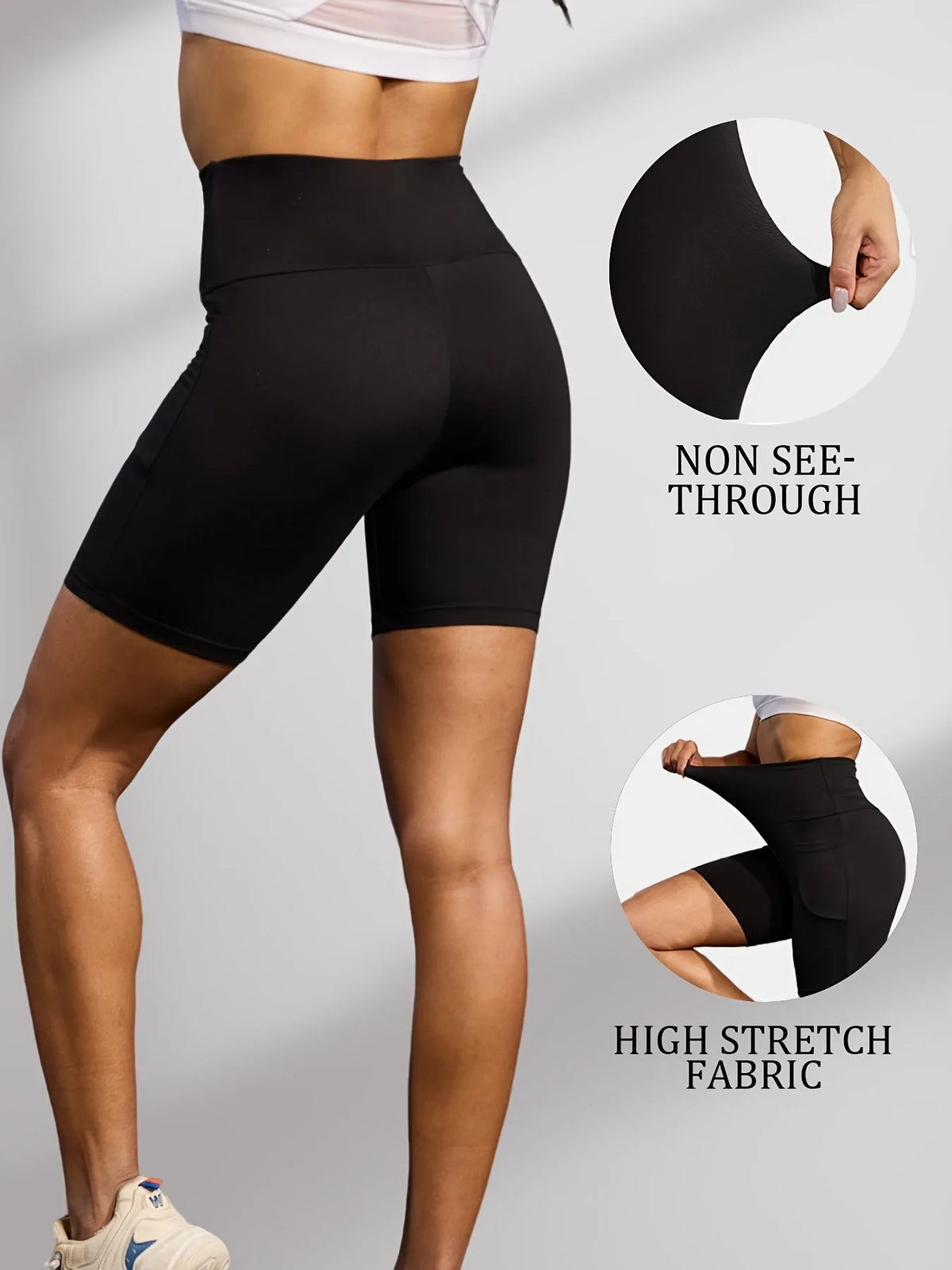 4pcs Women's High-waisted Shorts, Slim-fit Style, Breathable, High Elasticity, Solid Color, Suitable For Yoga And Running