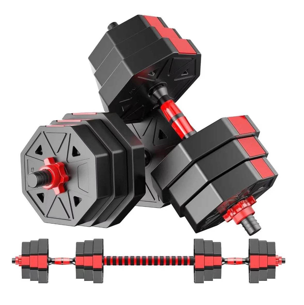 Adjustable Dumbbell To Barbell Set 44lb Anti Slip Grip 3in1