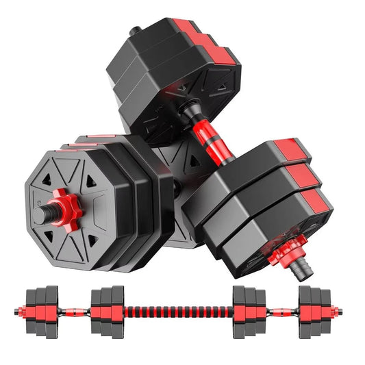 Adjustable Dumbbell To Barbell Set 44lb Anti Slip Grip 3in1