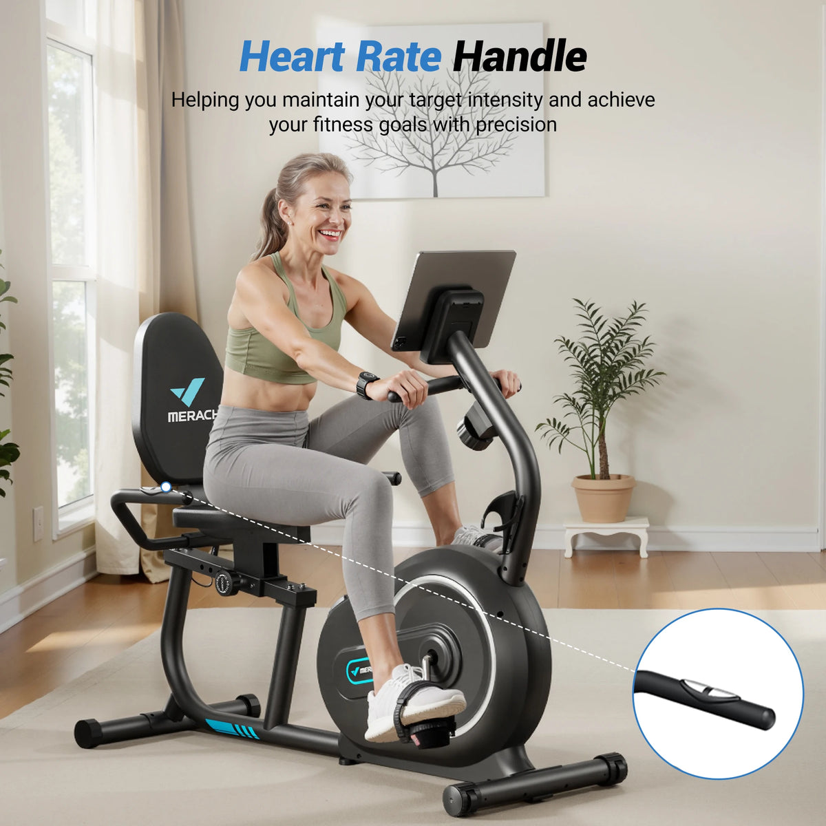 MERACH Recumbent Exercise Bike With Bluetooth App Connectivity Heart Rate