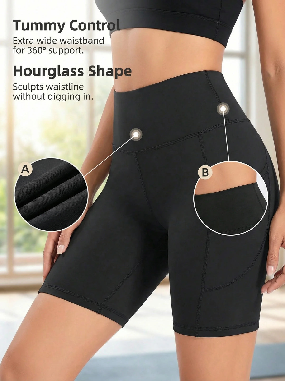 4pcs Women's High-waisted Shorts, Slim-fit Style, Breathable, High Elasticity, Solid Color, Suitable For Yoga And Running