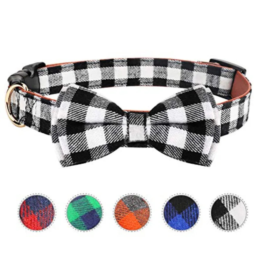 Dog Bow Tie, Plaid Bow Tie Dog Collar Unique Lock Buckle Soft Comfortable, Adjustable Comfy Bowtie for Dogs Cats Pets Durable C