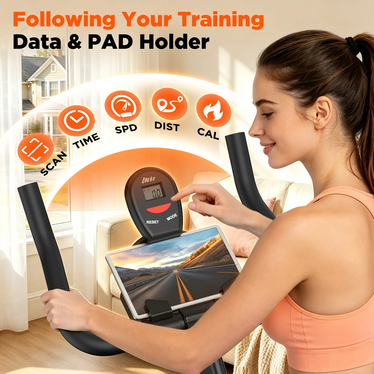 Stationary Bike Belt Drive Indoor Cycling With LCD Monitor