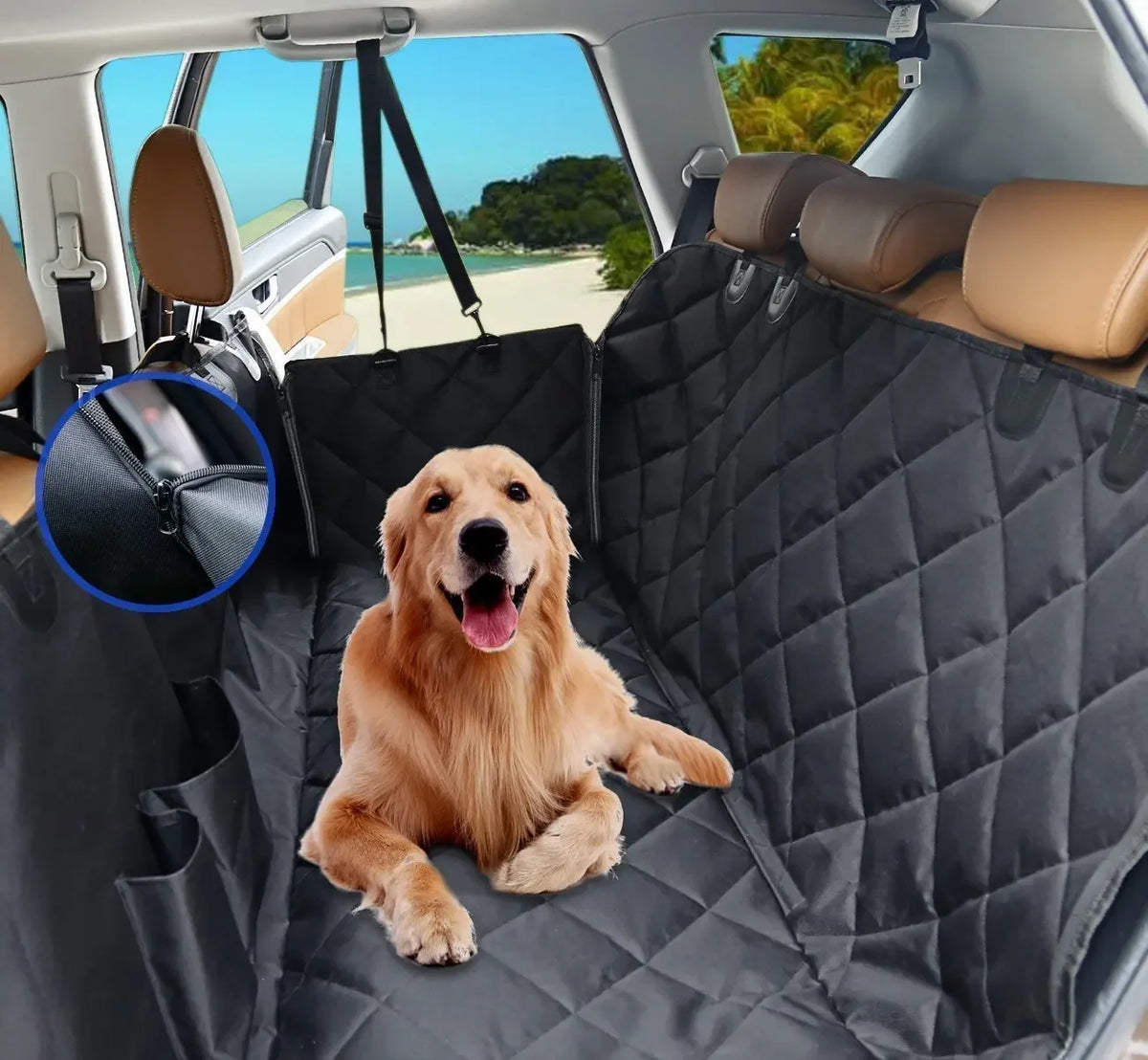Waterproof Quilted Cotton Dog Car Seat Cover With Scratch Protection