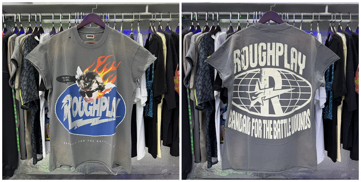 New 26SS Rough Play Thuglife Print Street Fashion 100% Cotton Men's and Women's Loose Short Sleeved T-shirt Y2K Men Vest T-shirts Tops