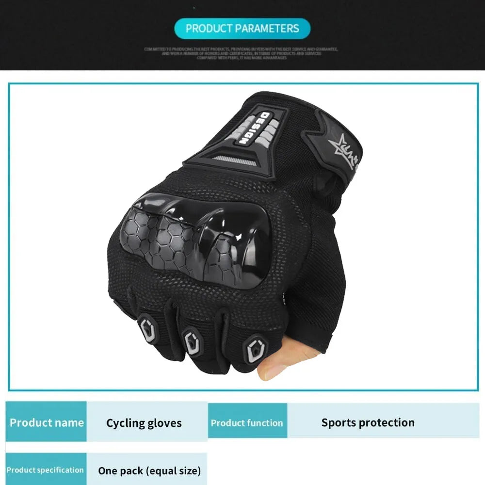 Unisex Fingerless Motorcycle Cycling Gloves Breathable Microfiber