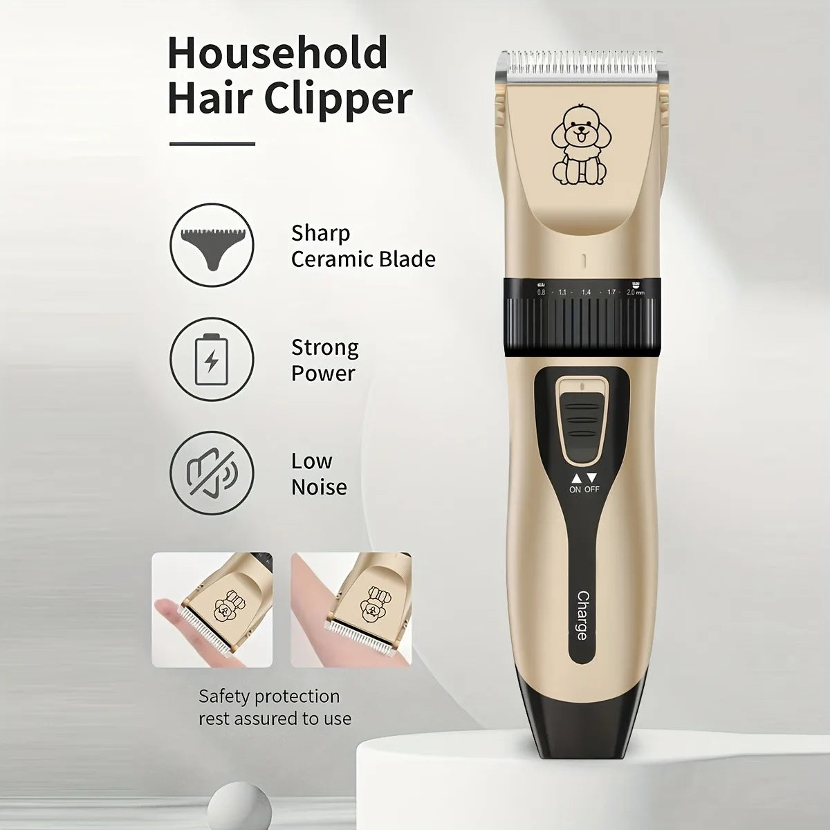 YUKU Cordless Pet Grooming Kit USB Rechargeable Trimmer for Dogs
