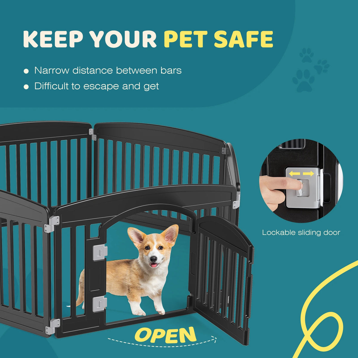 JHK Folding Plastic Dog Playpen for Indoor and Outdoor Use