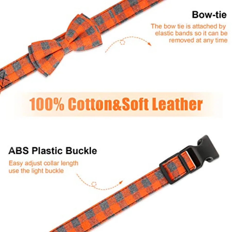 Dog Bow Tie, Plaid Bow Tie Dog Collar Unique Lock Buckle Soft Comfortable, Adjustable Comfy Bowtie for Dogs Cats Pets Durable C