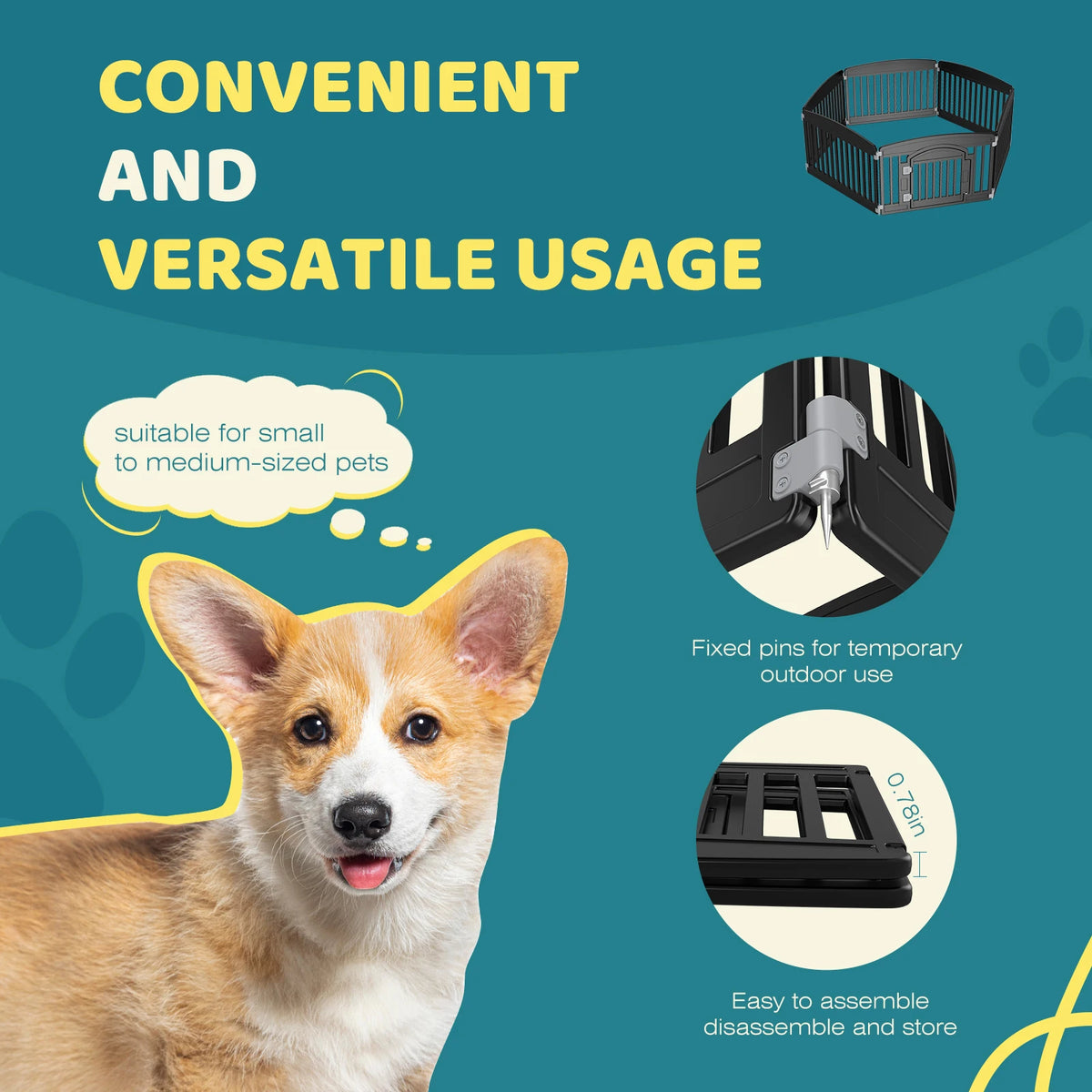 JHK Folding Plastic Dog Playpen for Indoor and Outdoor Use