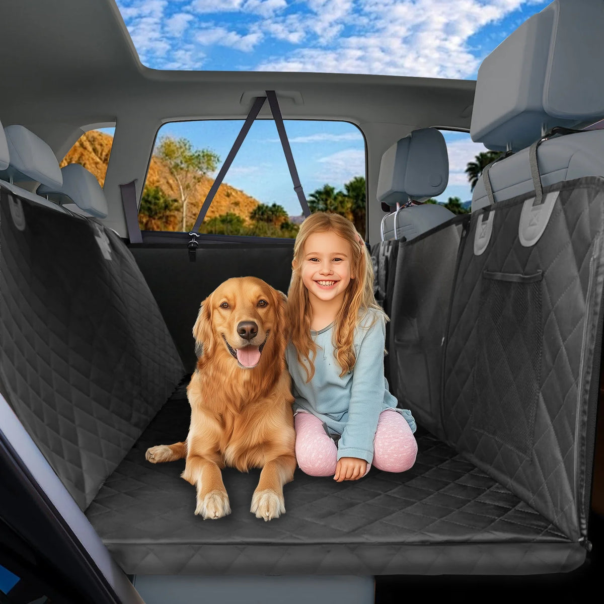 BingoPaw Waterproof Dog Car Seat Cover With Hard Bottom Extender