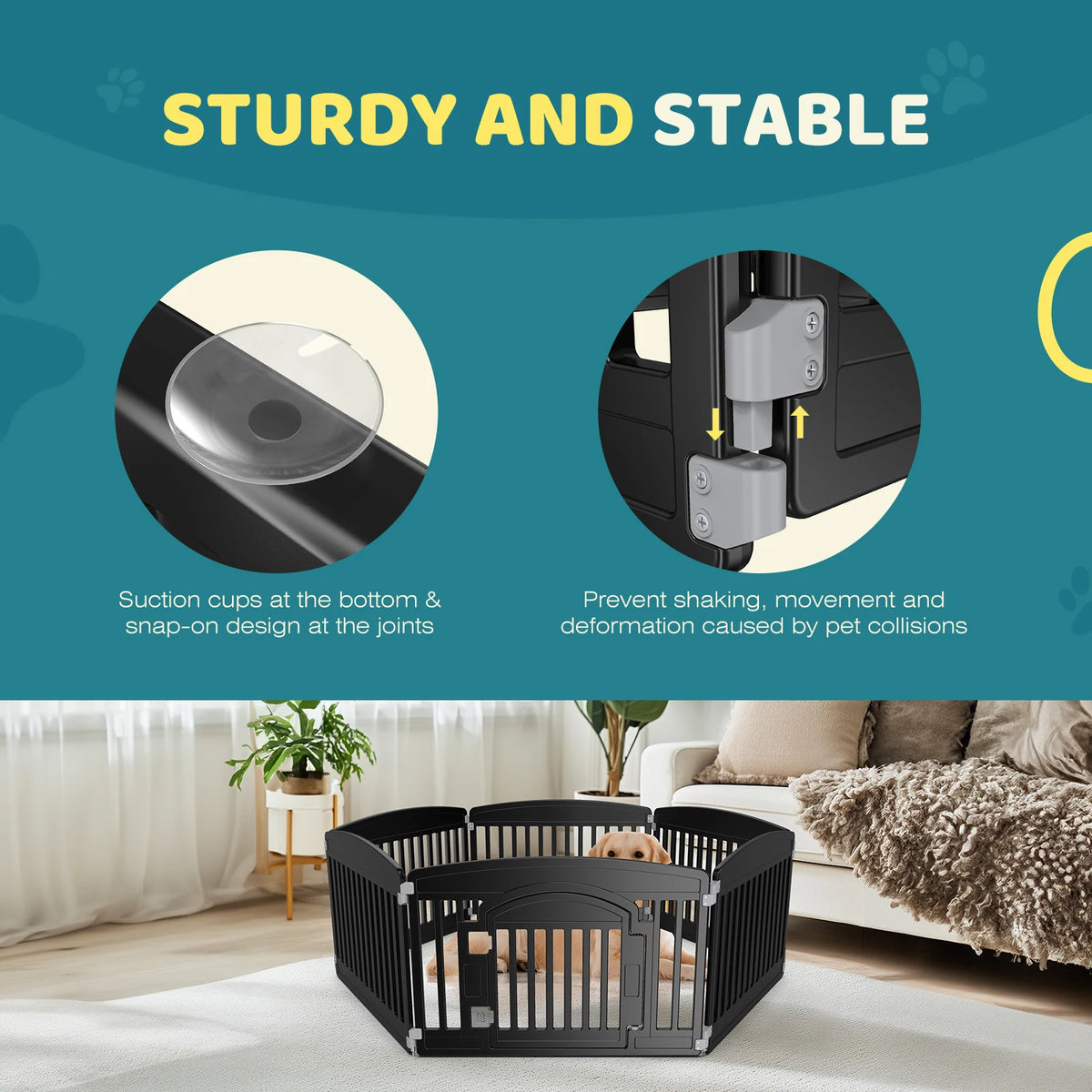 JHK Folding Plastic Dog Playpen for Indoor and Outdoor Use