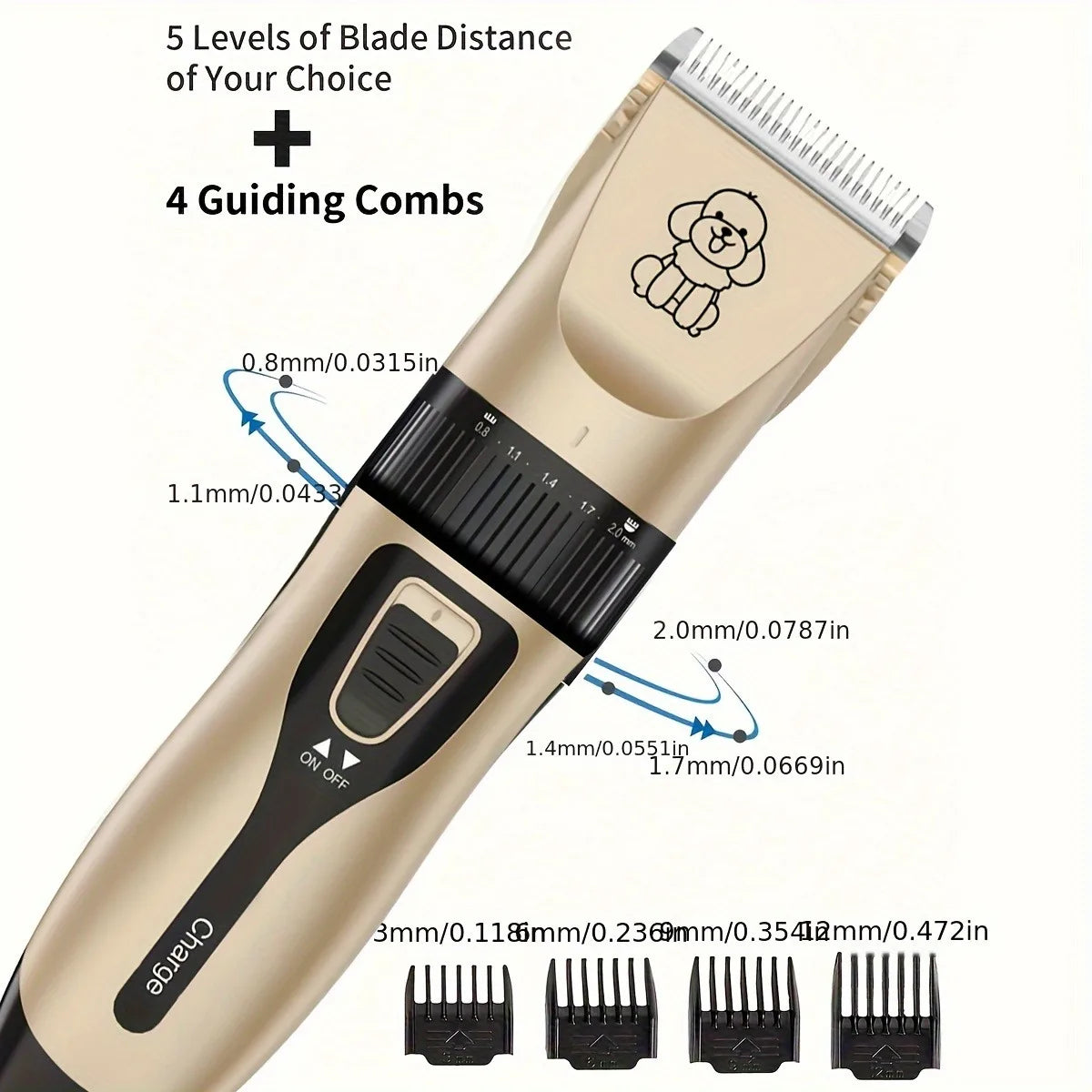 YUKU Cordless Pet Grooming Kit USB Rechargeable Trimmer for Dogs