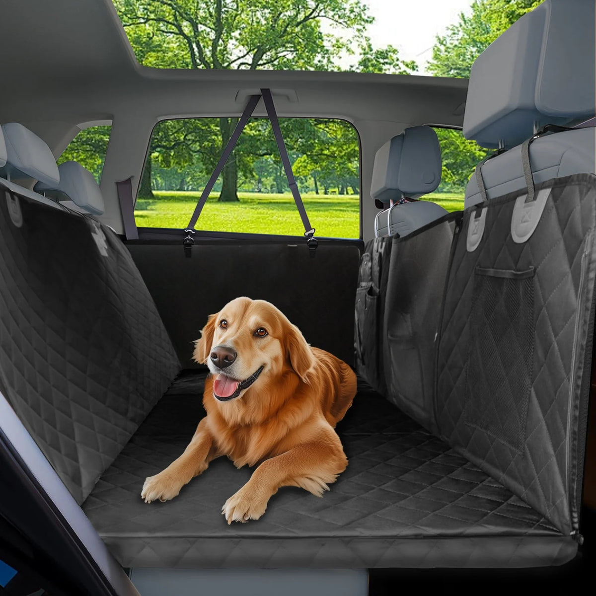 BingoPaw Waterproof Dog Car Seat Cover With Hard Bottom Extender