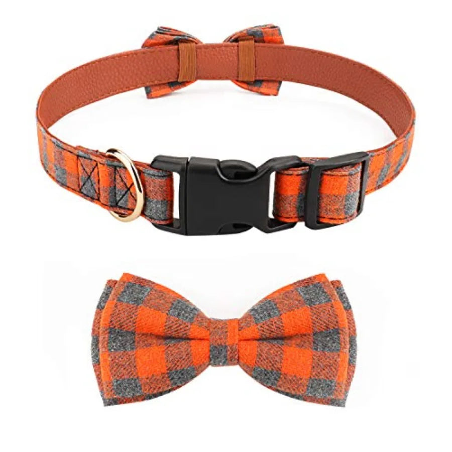 Dog Bow Tie, Plaid Bow Tie Dog Collar Unique Lock Buckle Soft Comfortable, Adjustable Comfy Bowtie for Dogs Cats Pets Durable C
