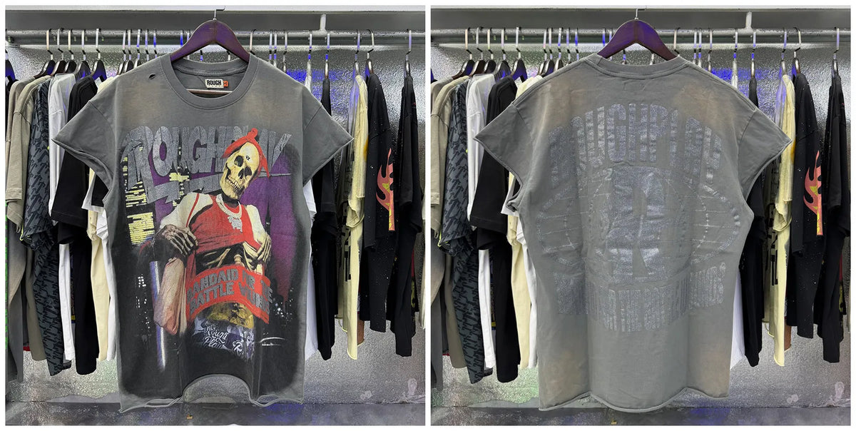 New 26SS Rough Play Thuglife Print Street Fashion 100% Cotton Men's and Women's Loose Short Sleeved T-shirt Y2K Men Vest T-shirts Tops