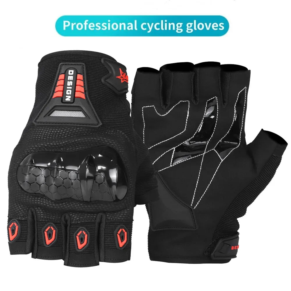Unisex Fingerless Motorcycle Cycling Gloves Breathable Microfiber