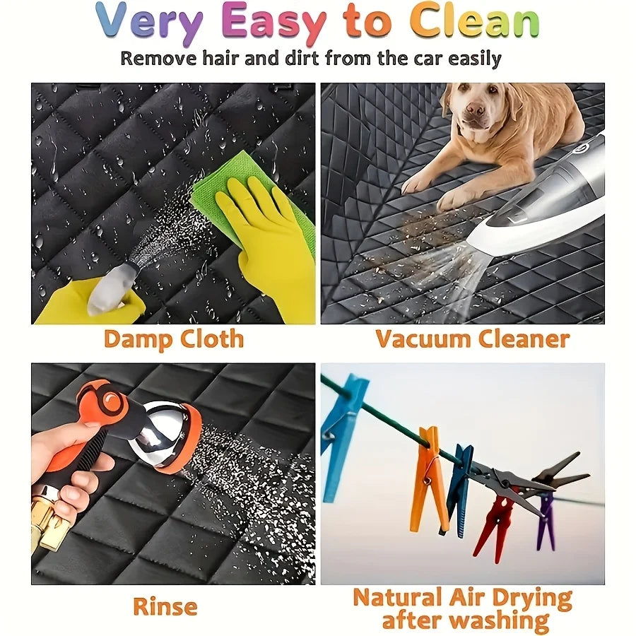 Waterproof Dog Car Seat Hammock Cover With Side Flaps And Pockets