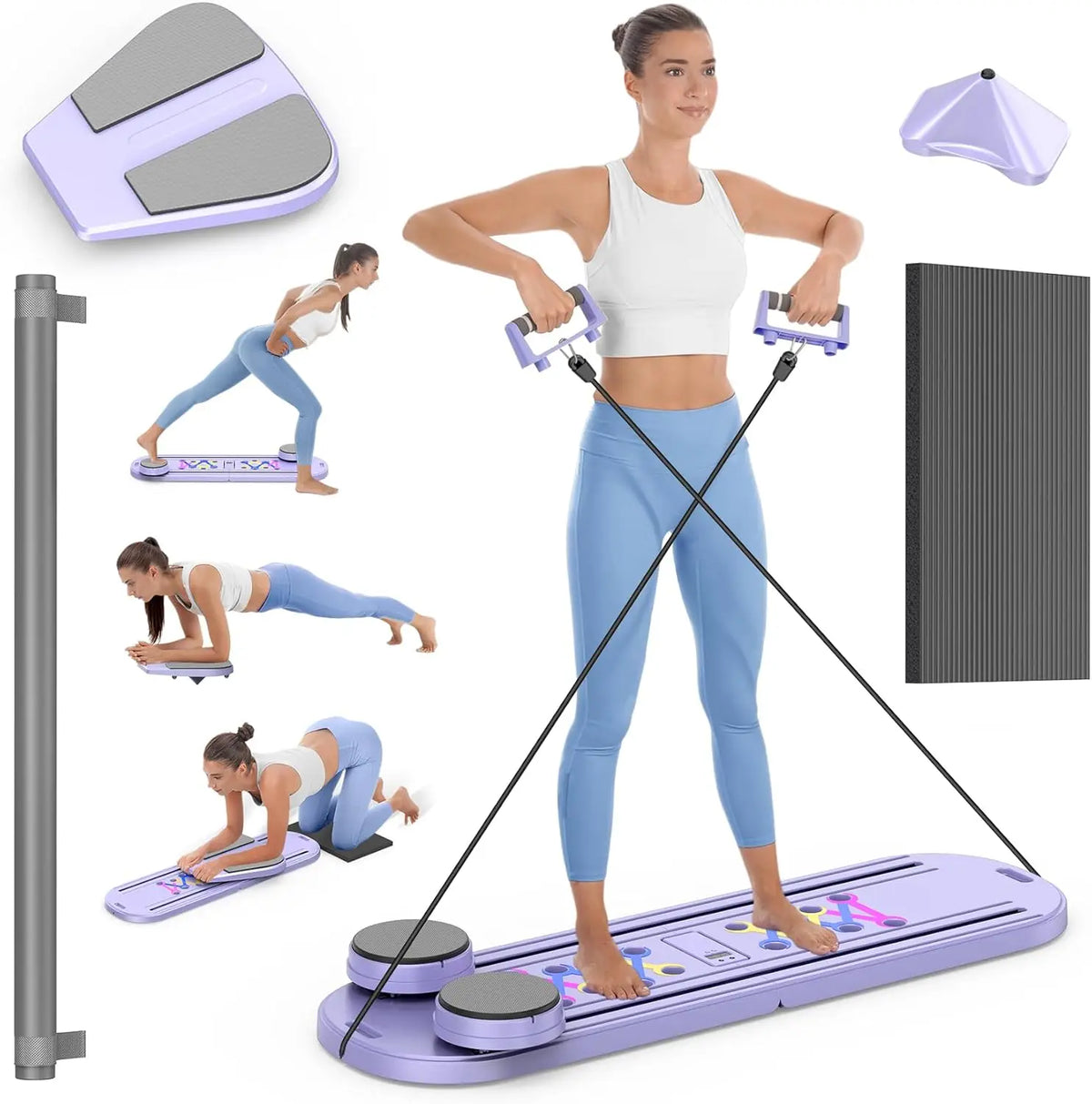 Foldable Pilates Reformer Set 7 In 1 Portable Core Trainer