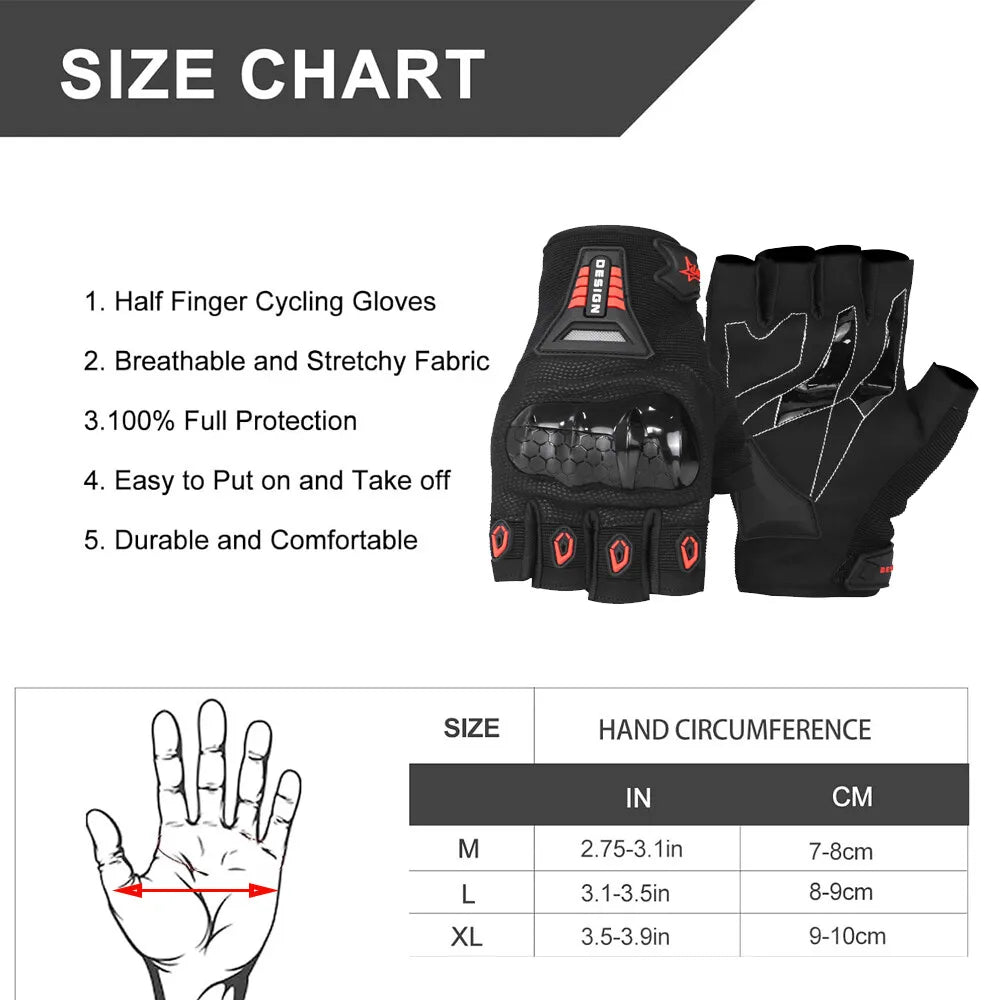 Unisex Fingerless Motorcycle Cycling Gloves Breathable Microfiber