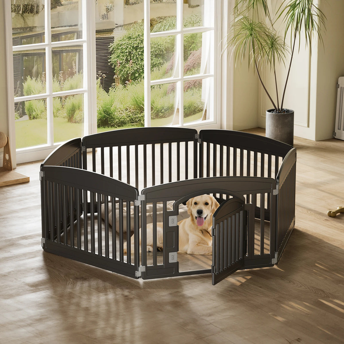JHK Folding Plastic Dog Playpen for Indoor and Outdoor Use