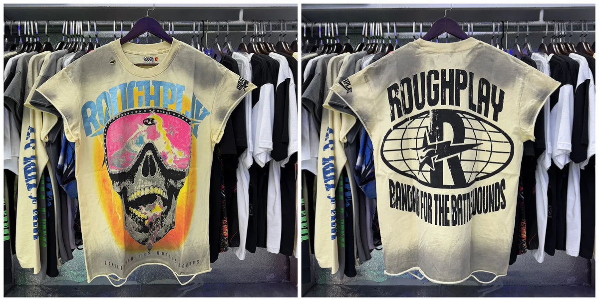 New 26SS Rough Play Thuglife Print Street Fashion 100% Cotton Men's and Women's Loose Short Sleeved T-shirt Y2K Men Vest T-shirts Tops