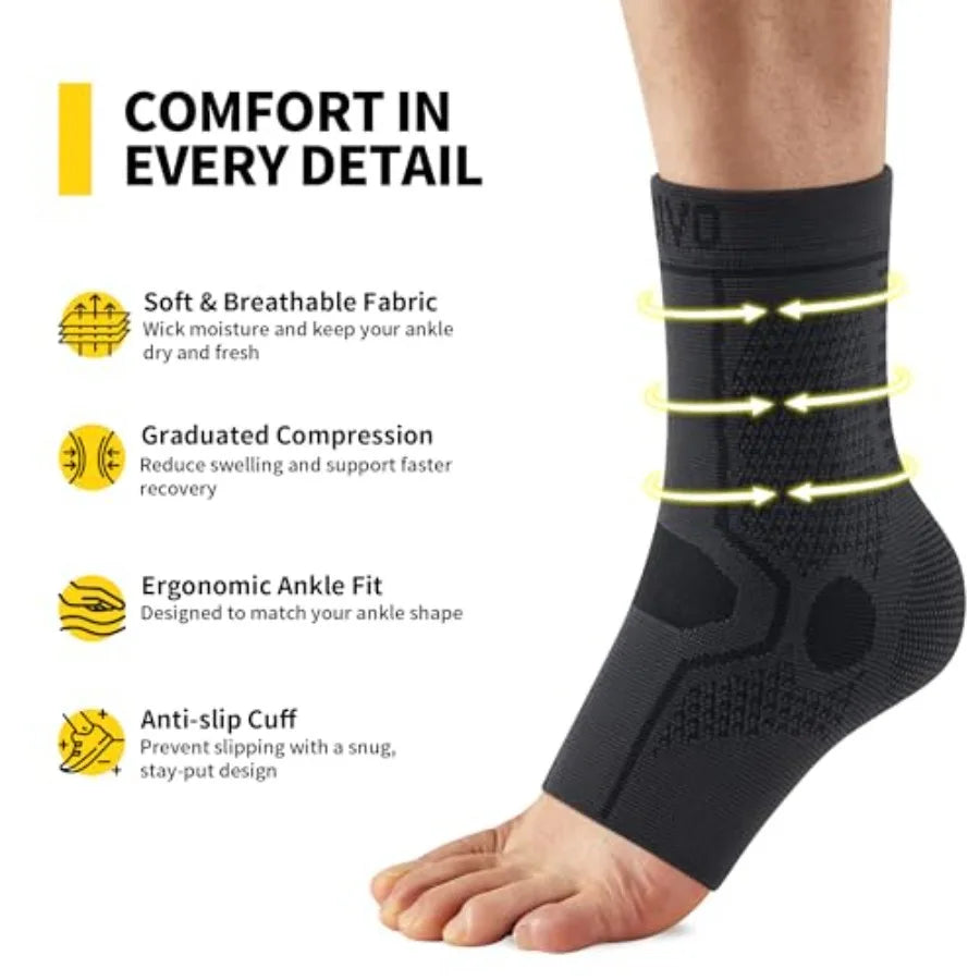 1 Pair Ankle Compression Sleeve for Men and Women Soft, Breathable Support for Plantar Fasciitis, Achilles Tendonitis, Swelling