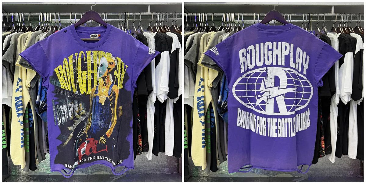 New 26SS Rough Play Thuglife Print Street Fashion 100% Cotton Men's and Women's Loose Short Sleeved T-shirt Y2K Men Vest T-shirts Tops