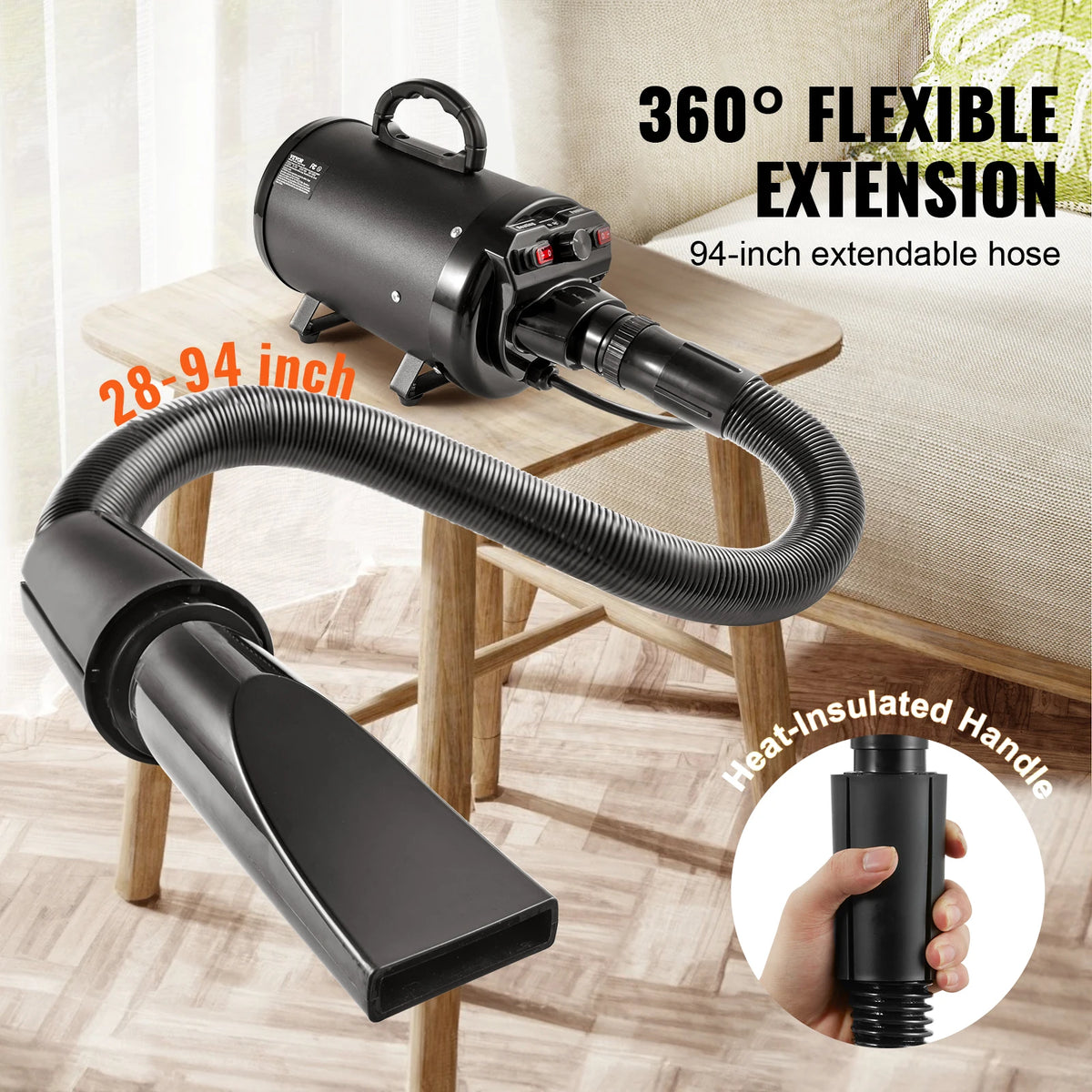 SucceBuy 2000W Dog Blow Dryer With Extendable Hose And Adjustable Speed