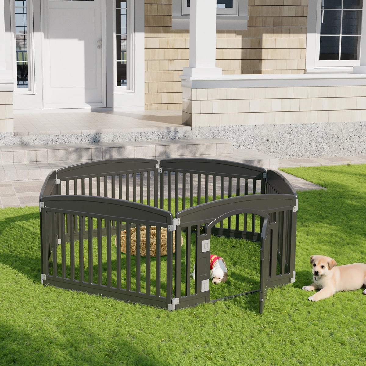 JHK Folding Plastic Dog Playpen for Indoor and Outdoor Use