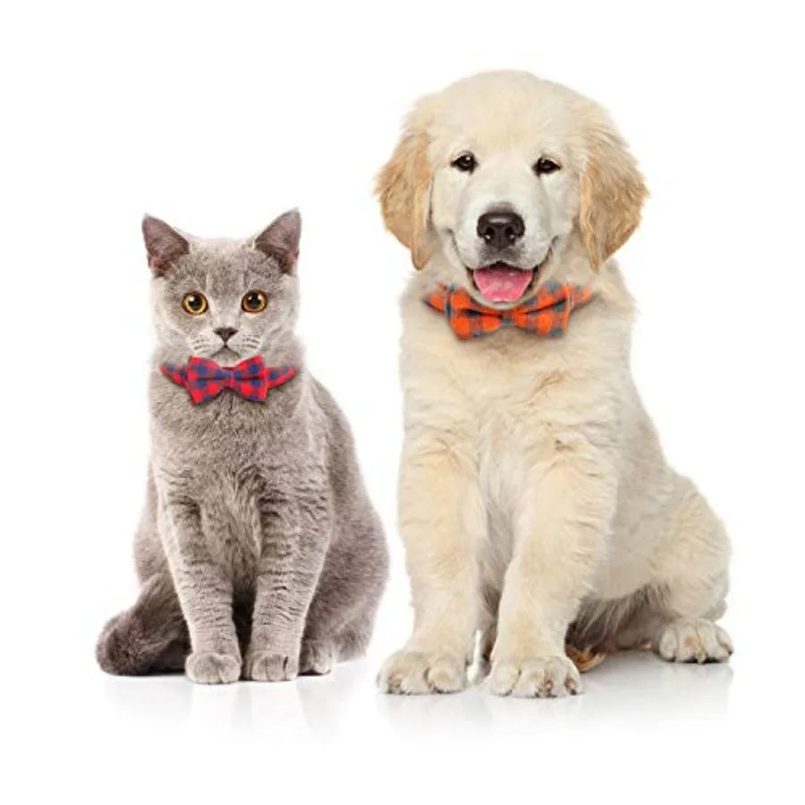 Dog Bow Tie, Plaid Bow Tie Dog Collar Unique Lock Buckle Soft Comfortable, Adjustable Comfy Bowtie for Dogs Cats Pets Durable C