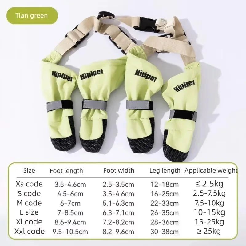 Adjustable Dog Boots With Suspenders And Anti Slip Snow Protection