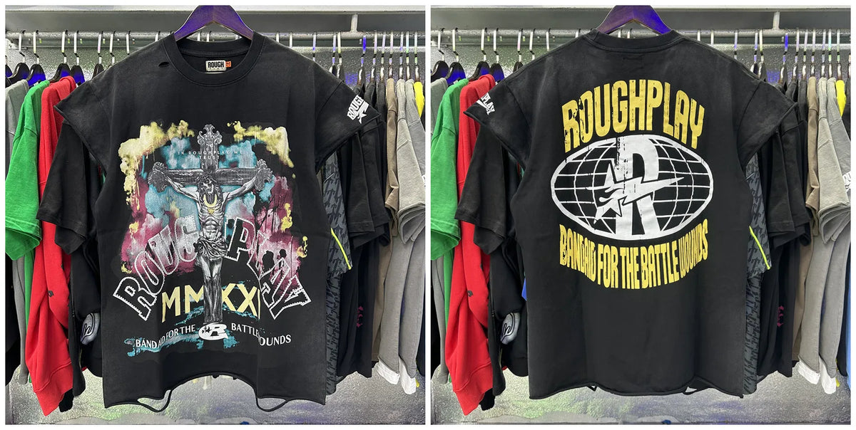 New 26SS Rough Play Thuglife Print Street Fashion 100% Cotton Men's and Women's Loose Short Sleeved T-shirt Y2K Men Vest T-shirts Tops
