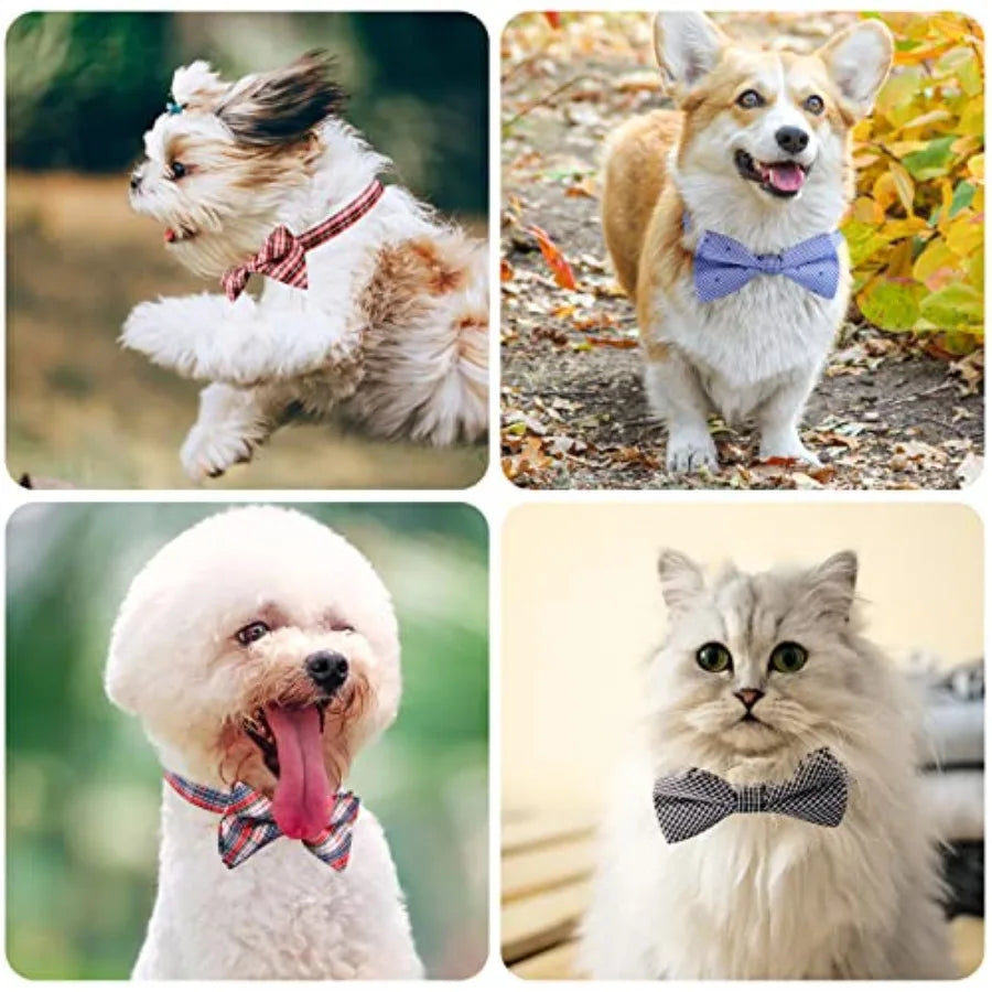 Puppy Bow Ties, 10 PCS Dog Bowtie Collar Bulk Holiday Cat Collar Grooming Bows for Pet Photography Festival Party Neck Wear Gif