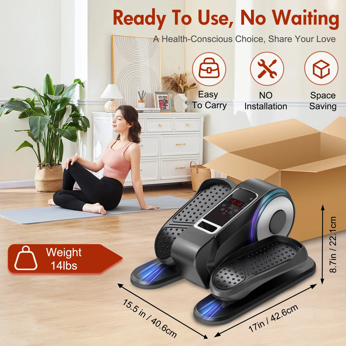 Gamewiu Under Desk Elliptical Mini Exerciser With LCD Display