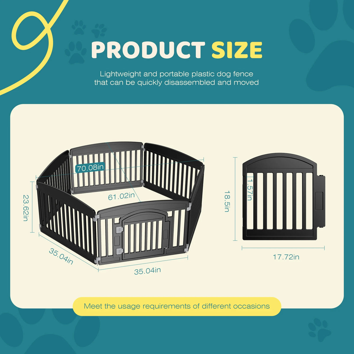 JHK Folding Plastic Dog Playpen for Indoor and Outdoor Use
