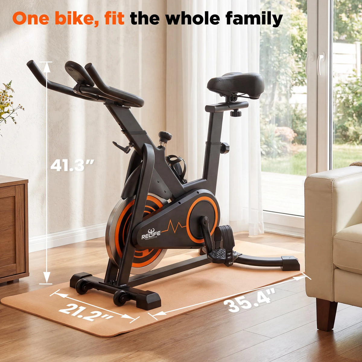 Stationary Bike Belt Drive Indoor Cycling With LCD Monitor