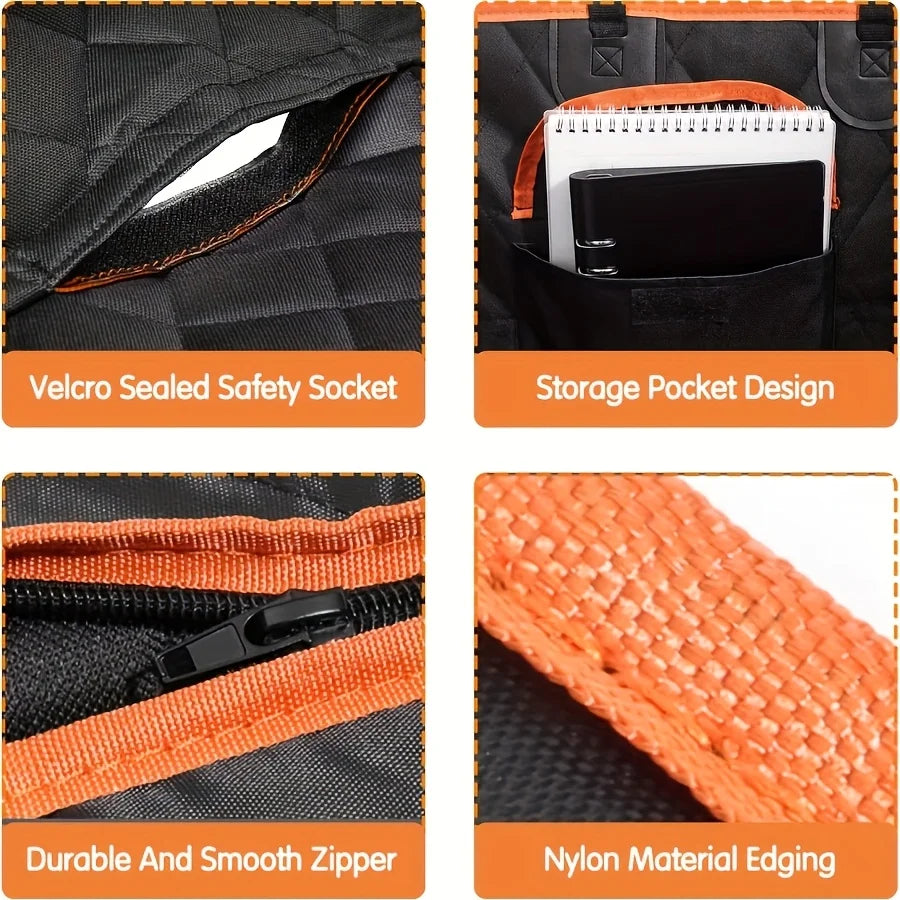 Waterproof Dog Car Seat Hammock Cover With Side Flaps And Pockets