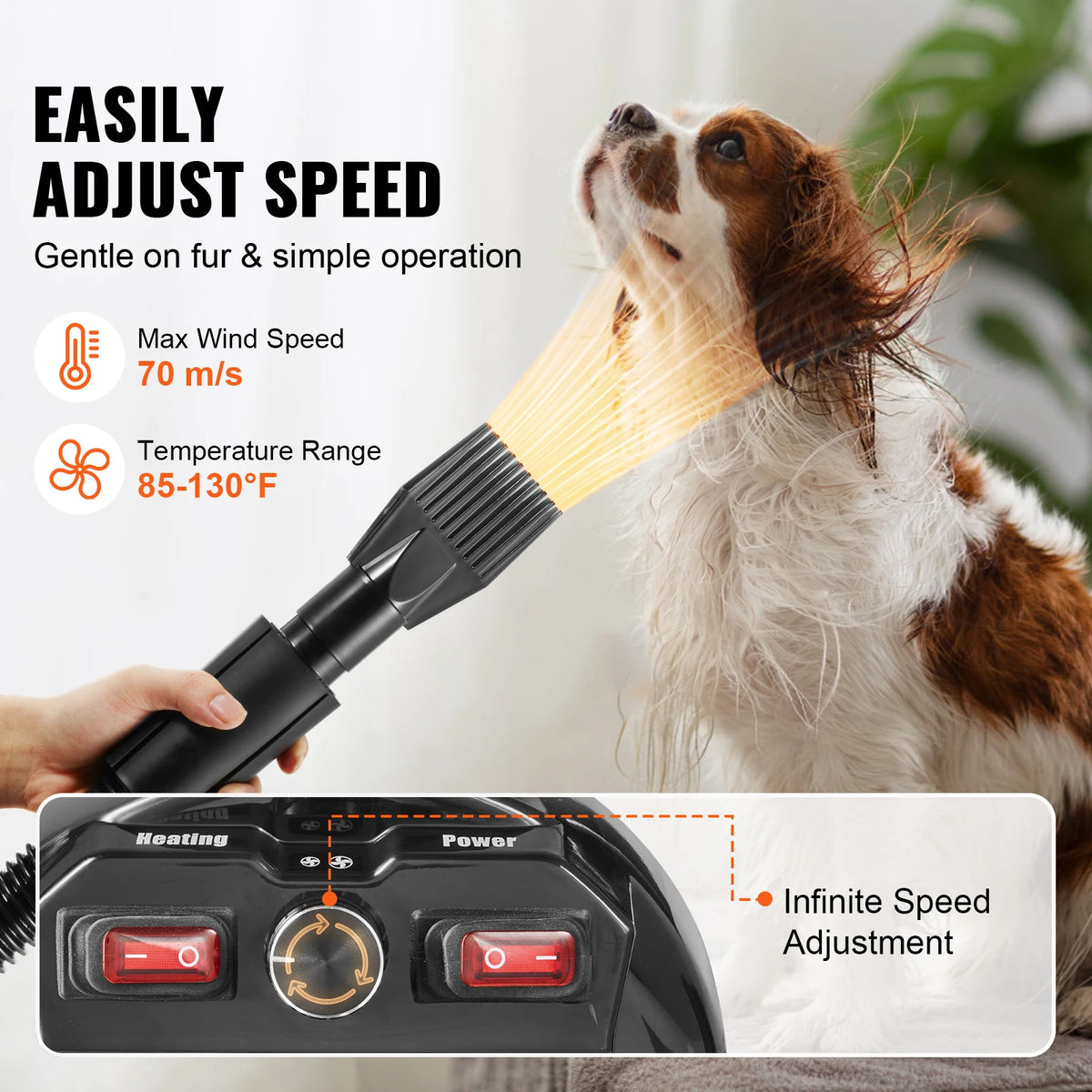 SucceBuy 2000W Dog Blow Dryer With Extendable Hose And Adjustable Speed