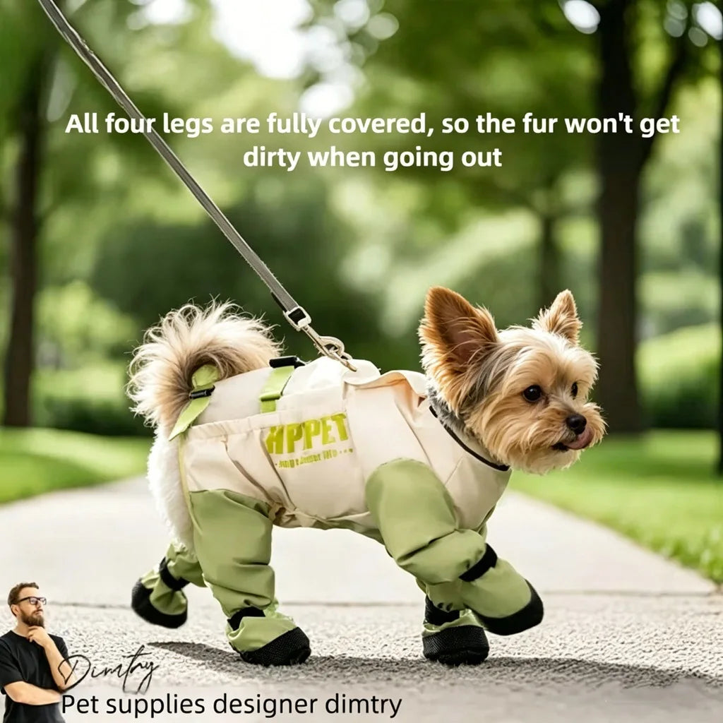 Adjustable Dog Boots With Suspenders And Anti Slip Snow Protection