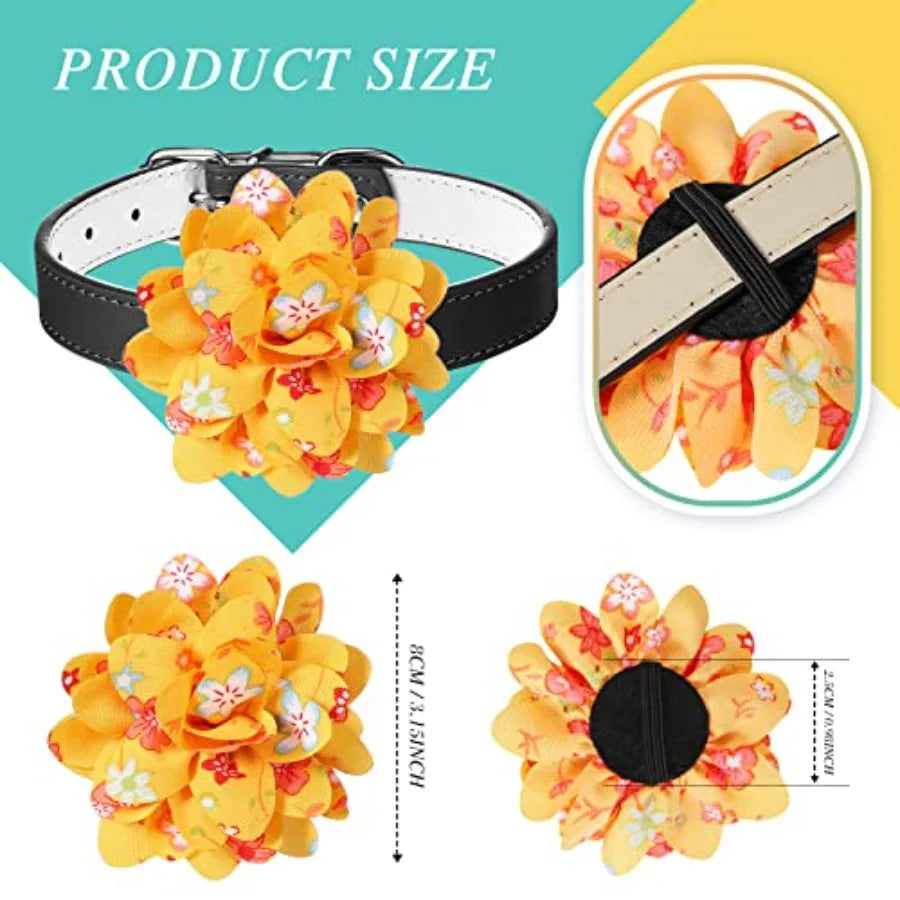 30 Pcs Flowers Dog Collar Pet Bow Ties Multi-color Sunflower Dog Charms Flower for Accessories Small Medium Large Cat Puppy Col