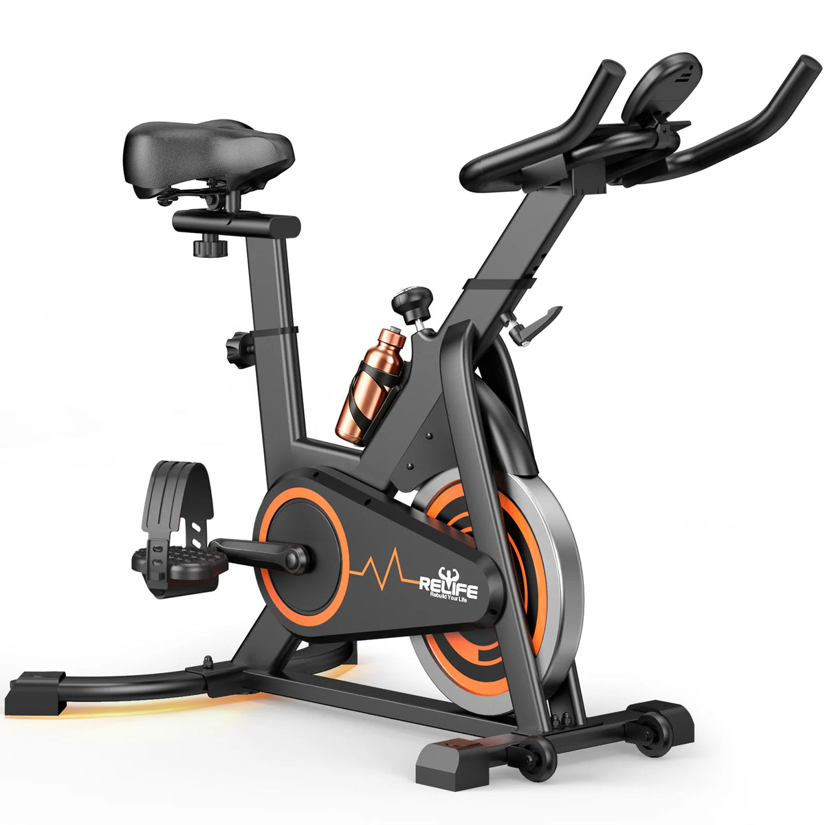 Stationary Bike Belt Drive Indoor Cycling With LCD Monitor